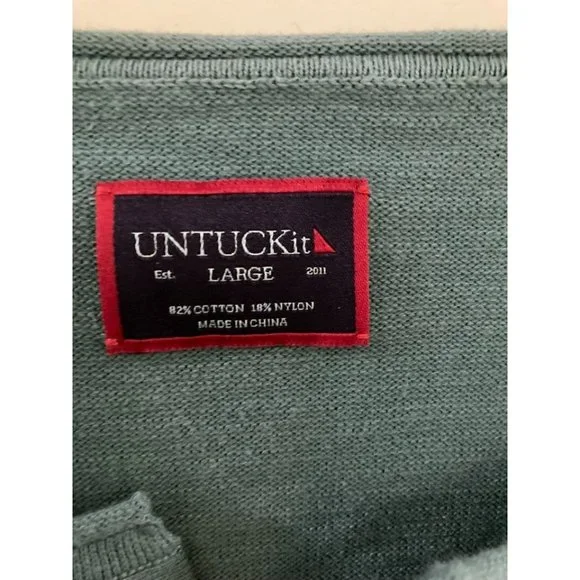 UNTUCKIT Paulson Henley Green Sweater. Size L - Picture 2 of 6